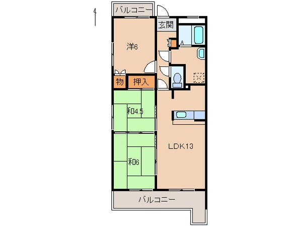 ドミール堀止２番館の物件間取画像